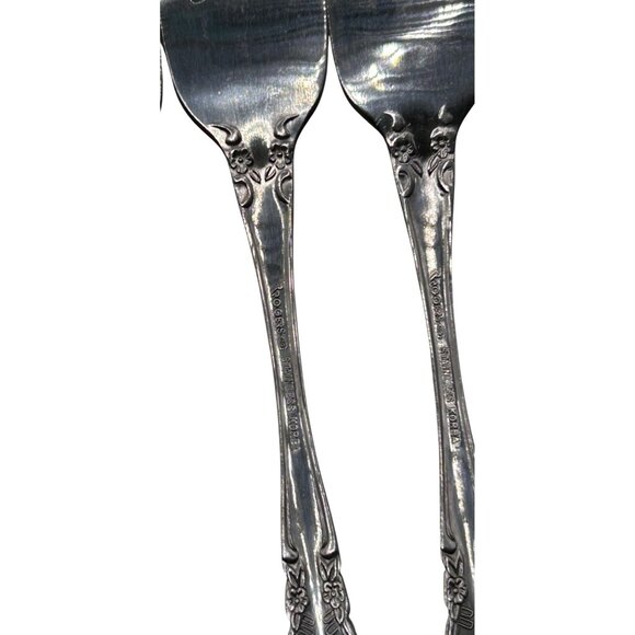 Vintage Stanley Roberts Delight Stainless Steel 2 Salad Forks Floral Scrolls Glo - Picture 4 of 4